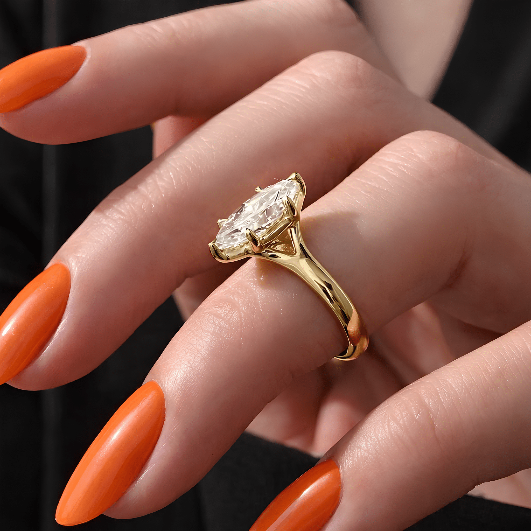 2 Carat Marquise Cut Lab Grown Diamond Prong Set Engagement Ring - Mivaan Fine Jewelry