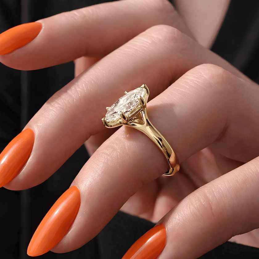 2 Carat Marquise Cut Lab Grown Diamond Prong Set Engagement Ring - Mivaan Fine Jewelry