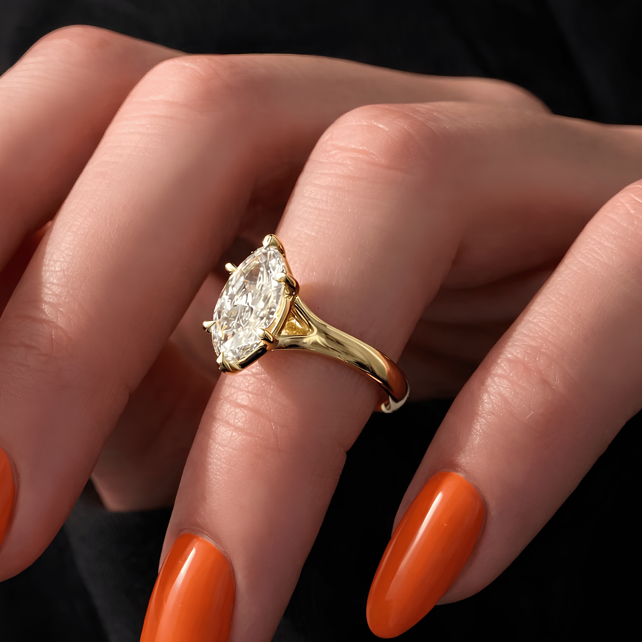 2 Carat Marquise Cut Lab Grown Diamond Prong Set Engagement Ring - Mivaan Fine Jewelry