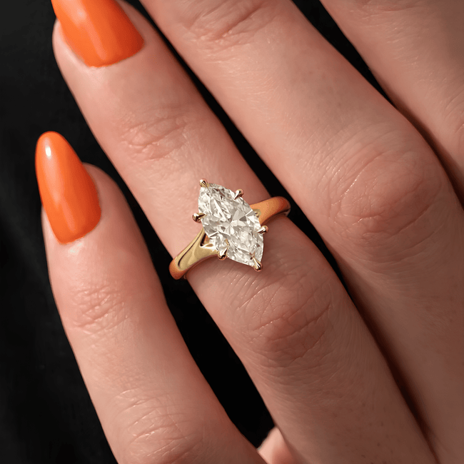 2 Carat Marquise Cut Lab Grown Diamond Prong Set Engagement Ring - Mivaan Fine Jewelry