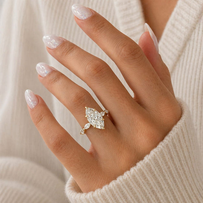2 Carat Marquise Lab Grown Diamond Engagement Ring 6 Prong Set - Mivaan Fine Jewelry