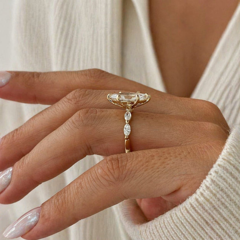 2 Carat Marquise Lab Grown Diamond Engagement Ring 6 Prong Set - Mivaan Fine Jewelry