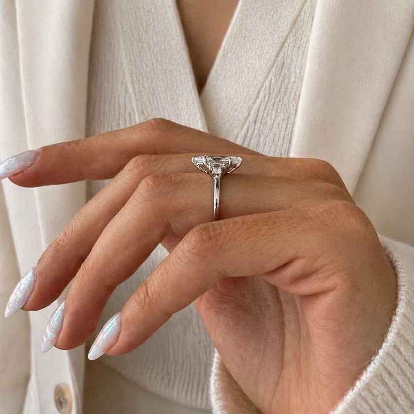 2 Carat Marquise Lab Grown Diamond Five Stone Ring in 14K White Gold - Mivaan Fine Jewelry