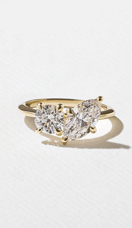 2 Carat Marquise & Round Cut Lab Grown Diamond Toi et Moi Ring in 14K Solid Gold - Mivaan Fine Jewelry