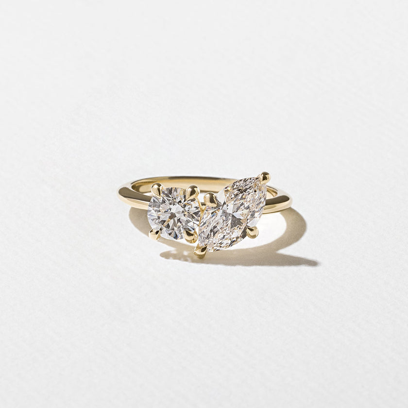 2 Carat Marquise & Round Cut Lab Grown Diamond Toi et Moi Ring in 14K Solid Gold - Mivaan Fine Jewelry