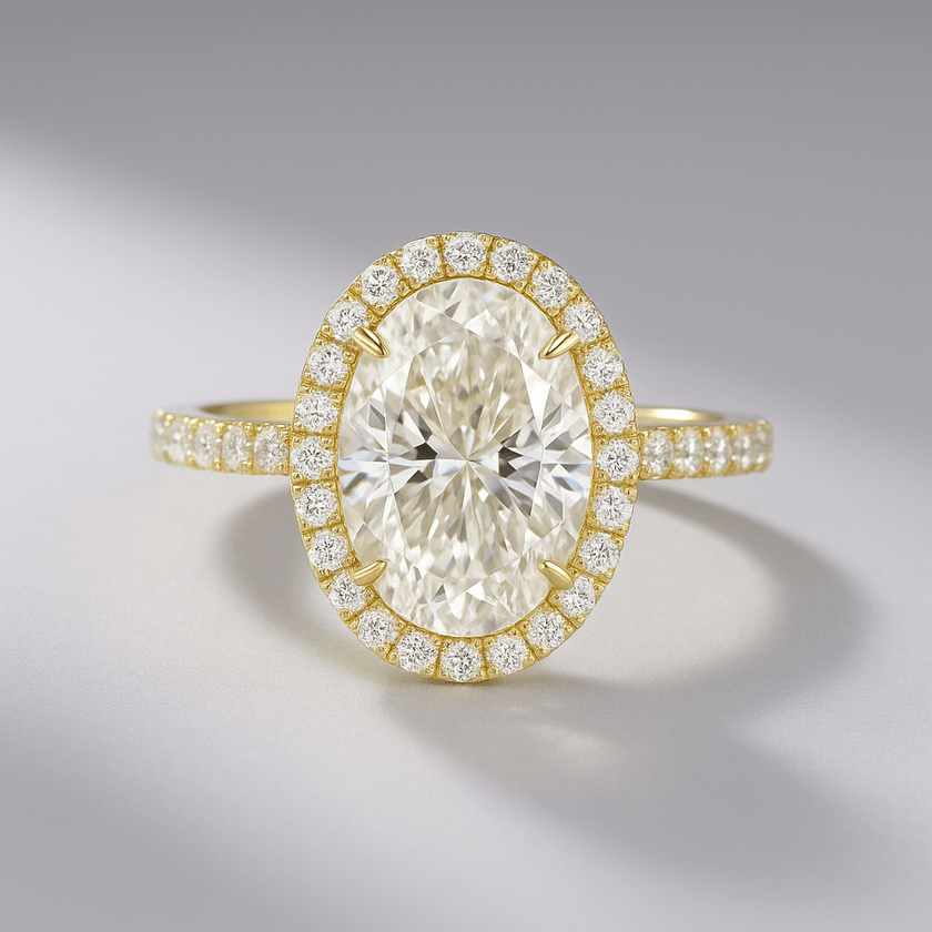 2 Carat Oval Cut Classic Halo Diamond Engagement Ring - Mivaan Fine Jewelry