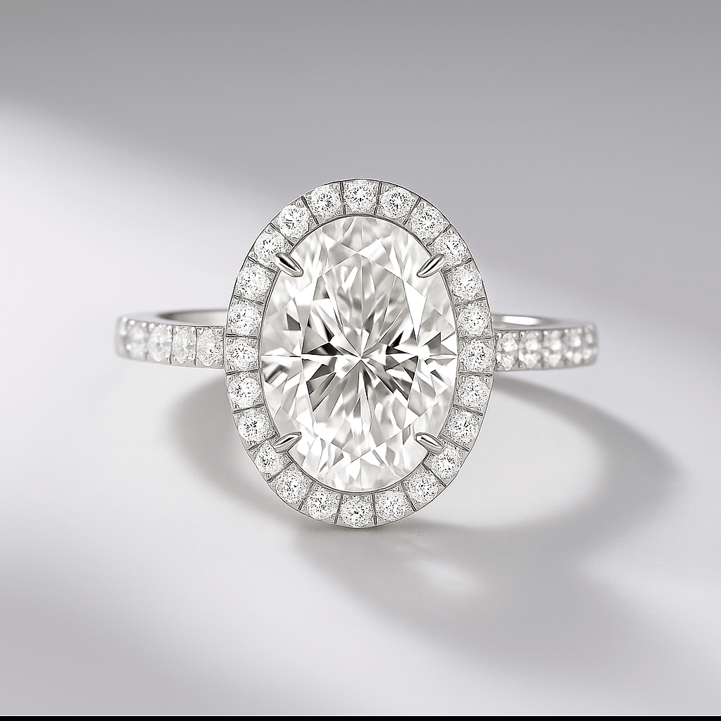 2 Carat Oval Cut Classic Halo Diamond Engagement Ring - Mivaan Fine Jewelry