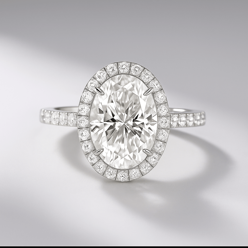 2 Carat Oval Cut Classic Halo Diamond Engagement Ring - Mivaan Fine Jewelry