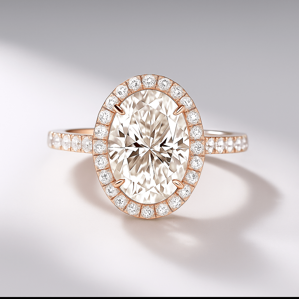 2 Carat Oval Cut Classic Halo Diamond Engagement Ring - Mivaan Fine Jewelry