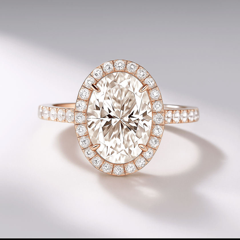 2 Carat Oval Cut Classic Halo Diamond Engagement Ring - Mivaan Fine Jewelry