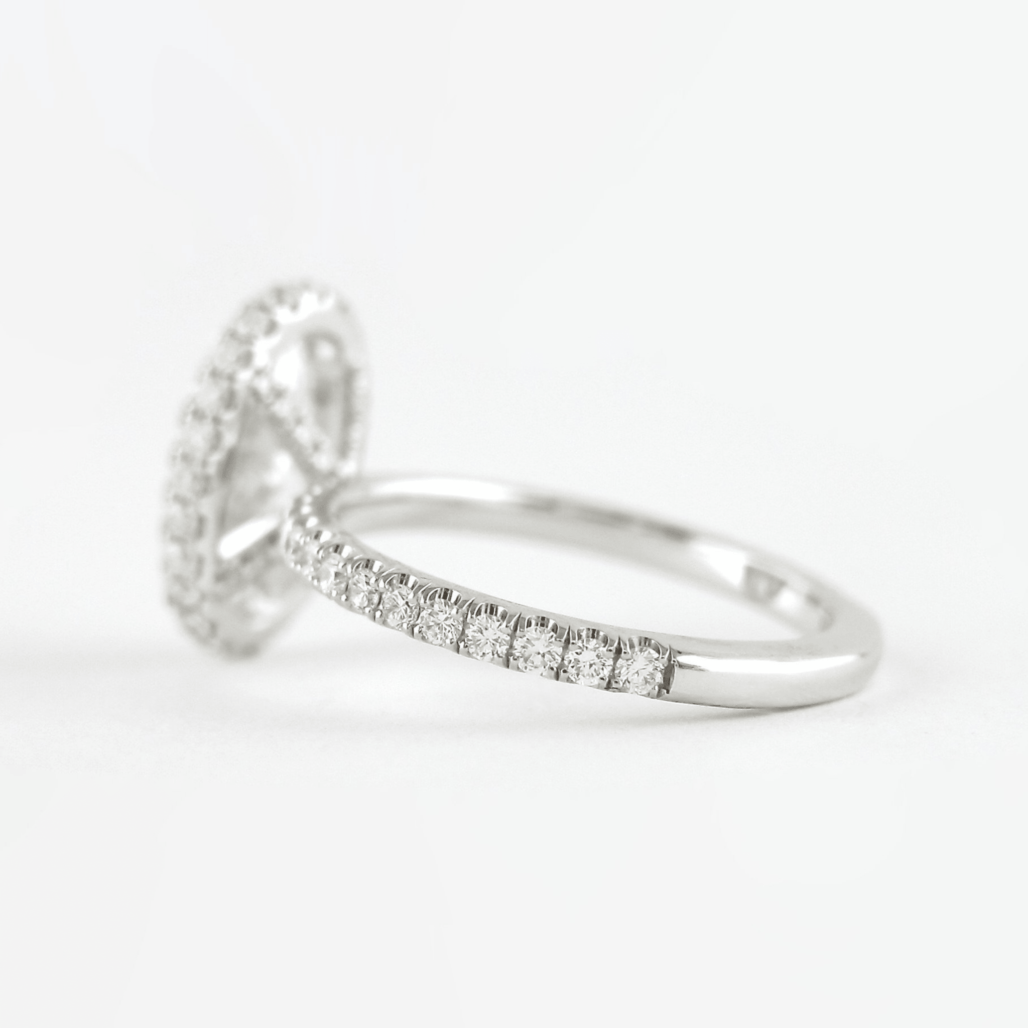 2 Carat Oval Cut Halo Diamond Engagement Ring with Pave Band - Mivaan Fine Jewelry