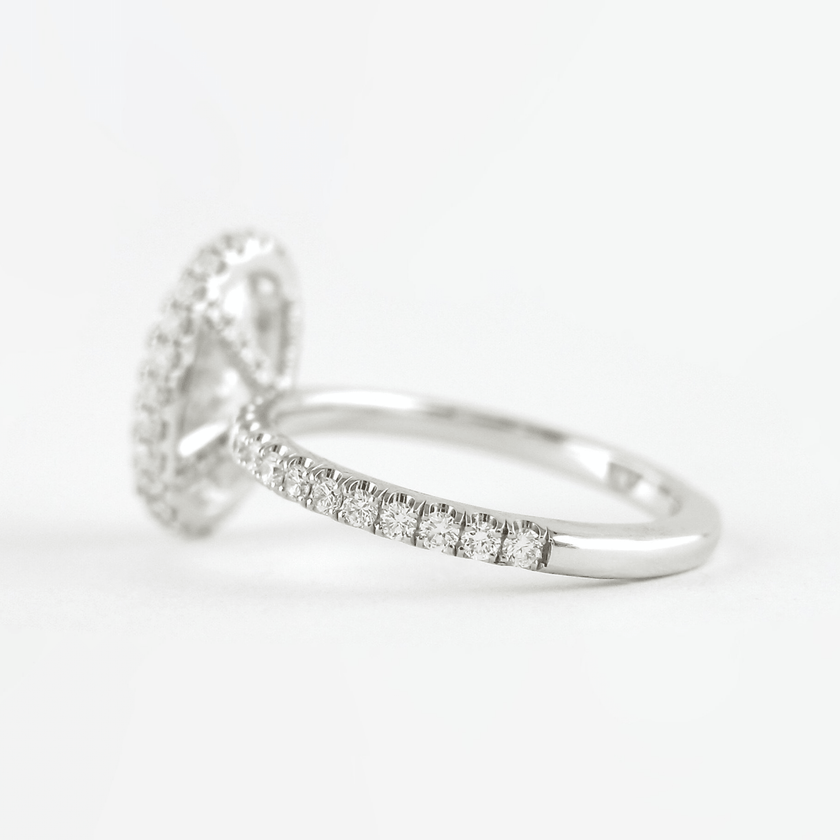 2 Carat Oval Cut Halo Diamond Engagement Ring with Pave Band - Mivaan Fine Jewelry