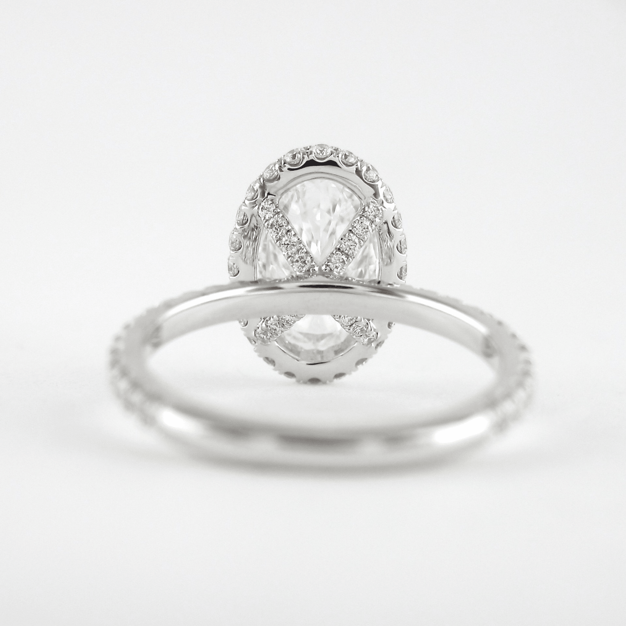 2 Carat Oval Cut Halo Diamond Engagement Ring with Pave Band - Mivaan Fine Jewelry