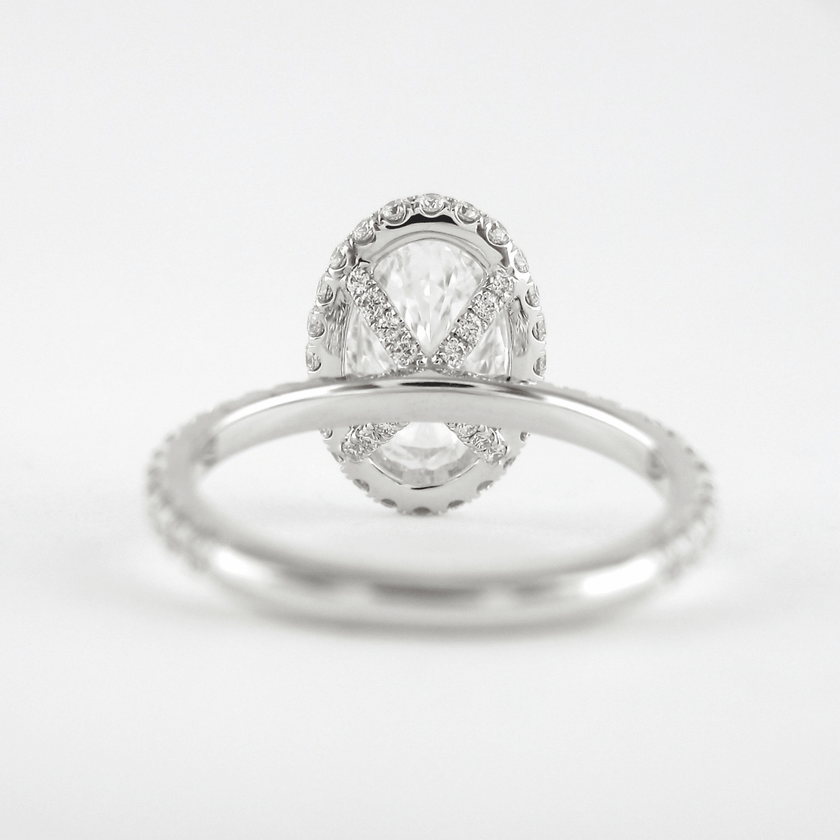 2 Carat Oval Cut Halo Diamond Engagement Ring with Pave Band - Mivaan Fine Jewelry