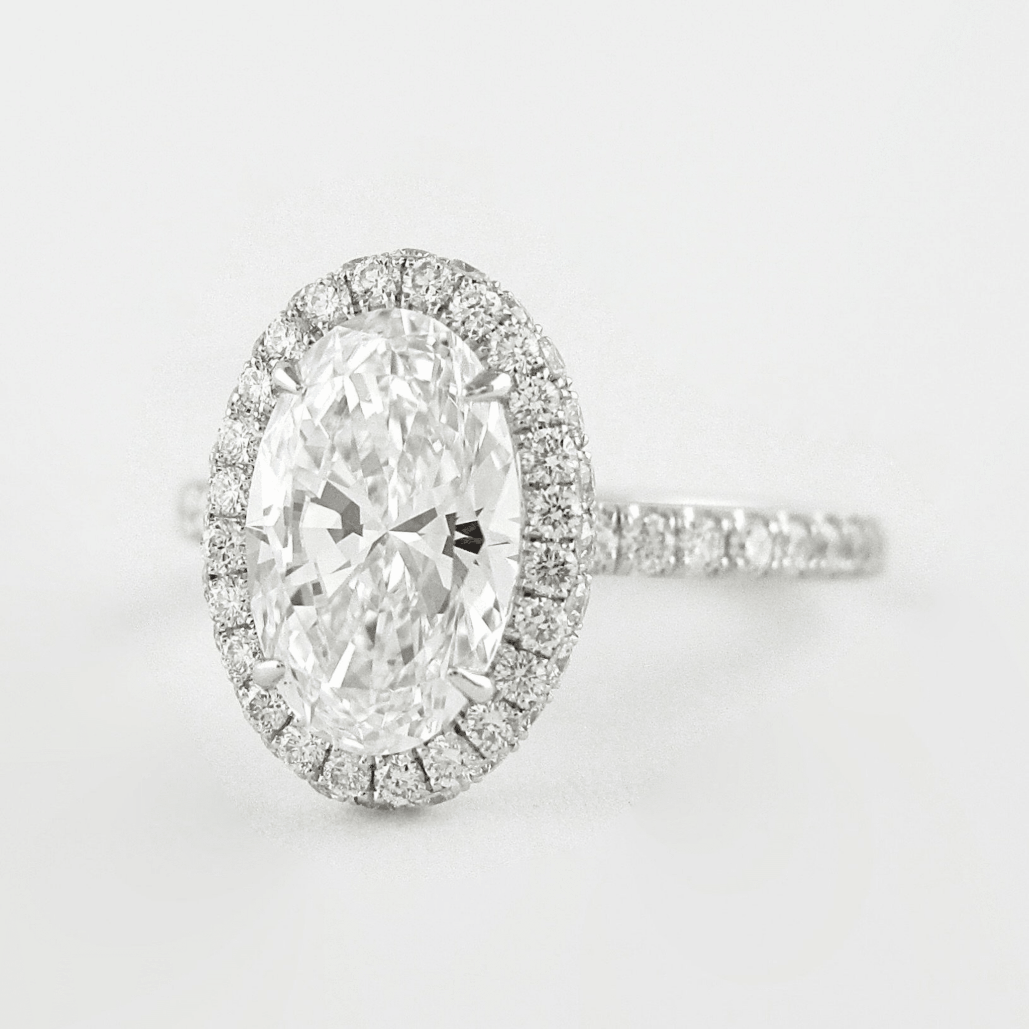 2 Carat Oval Cut Halo Diamond Engagement Ring with Pave Band - Mivaan Fine Jewelry