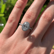 2 Carat Oval Cut Halo Diamond Engagement Ring with Pave Band - Mivaan Fine Jewelry