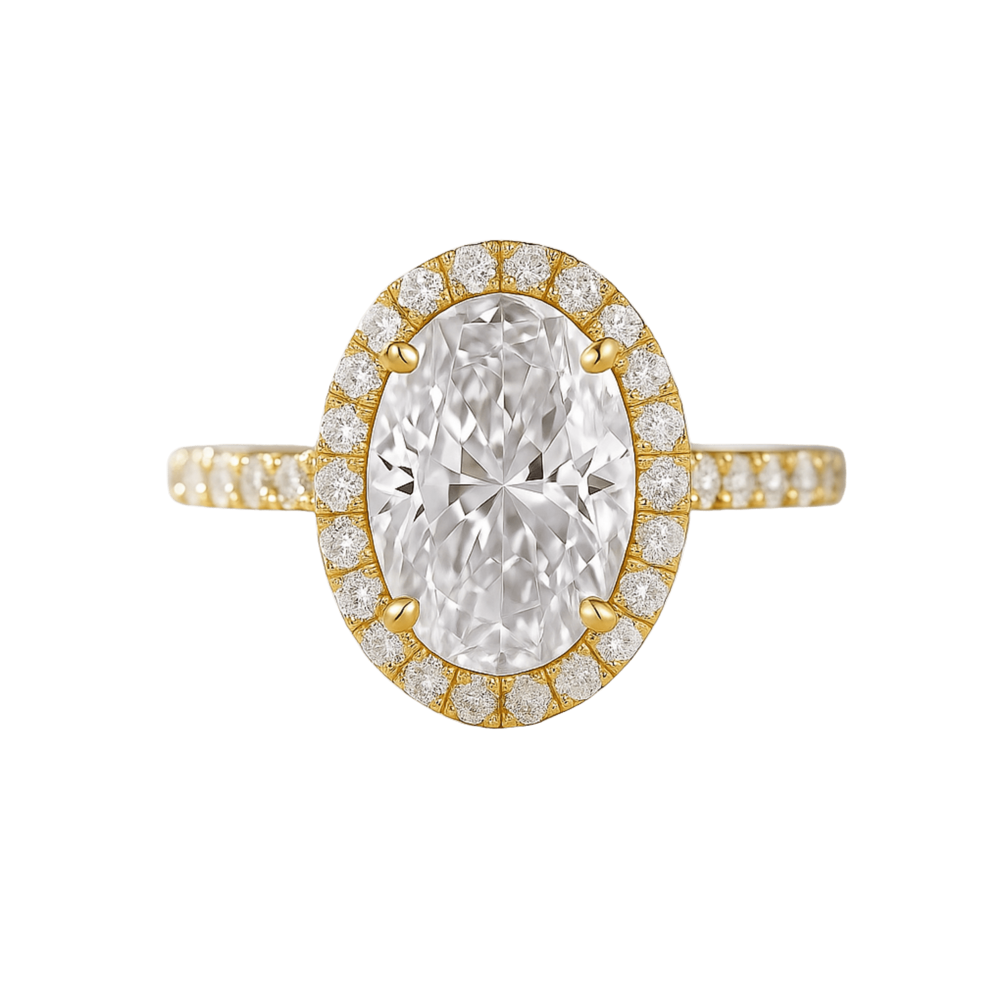 2 Carat Oval Cut Halo Diamond Engagement Ring with Pave Band - Mivaan Fine Jewelry