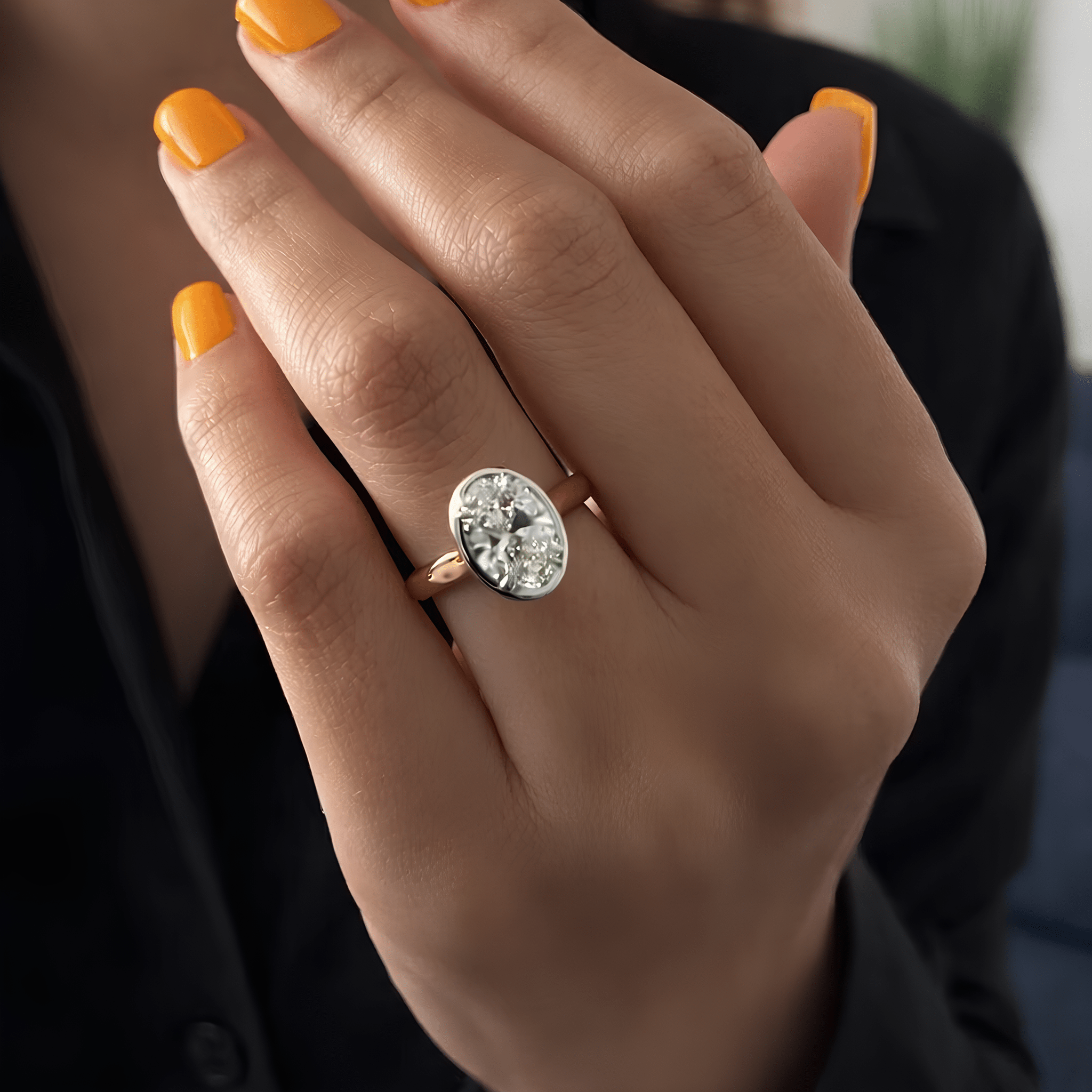 2 Carat Oval Cut Lab Grown Diamond Bezel Set Engagement Ring - Mivaan Fine Jewelry