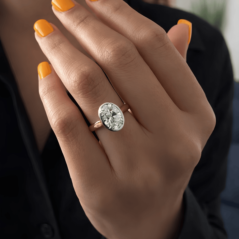2 Carat Oval Cut Lab Grown Diamond Bezel Set Engagement Ring - Mivaan Fine Jewelry