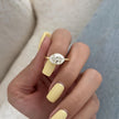 2 Carat Oval Cut Lab Grown Diamond Half Bezel Engagement Ring Solid Gold - Mivaan Fine Jewelry