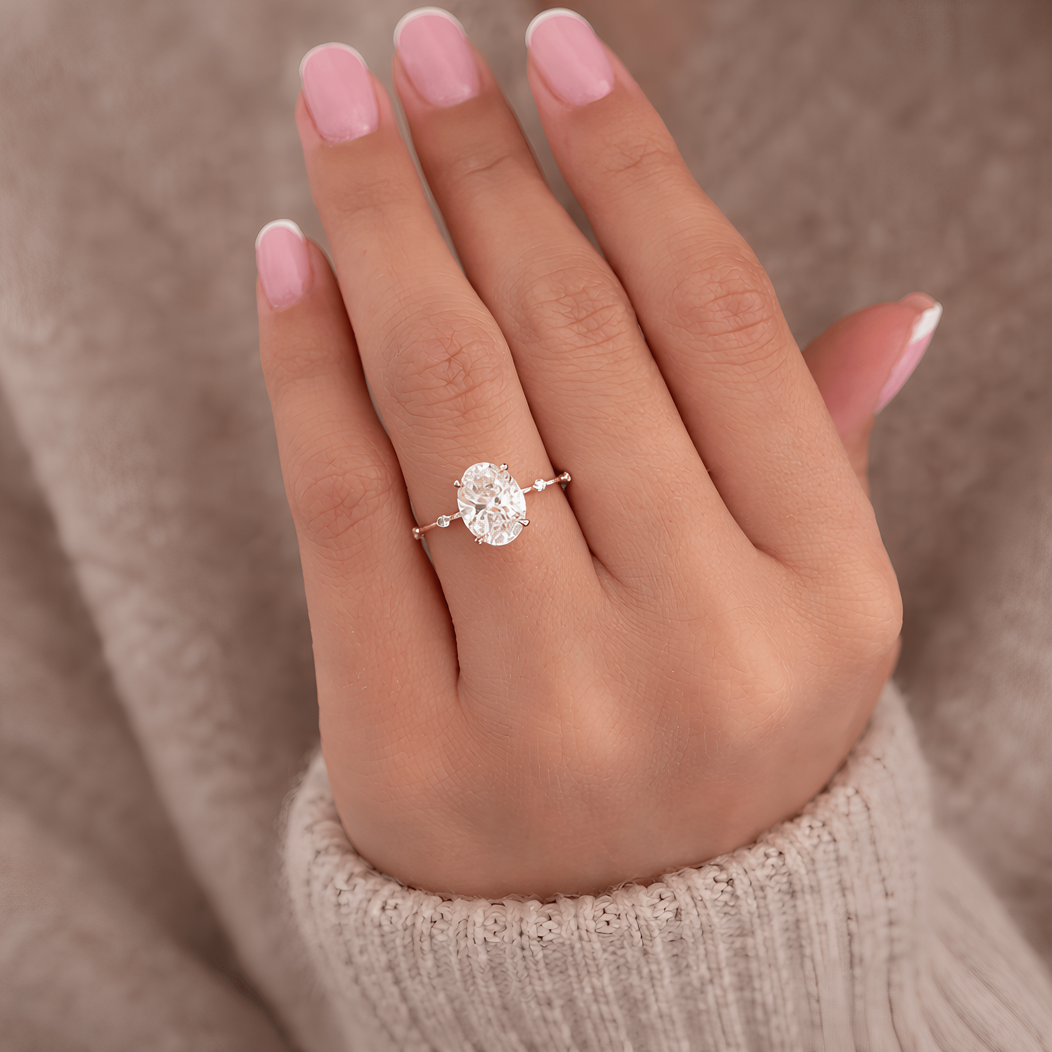 2 Carat Oval Cut Lab Grown Diamond Prong Set Ring for Women in 14K Solid Gold - Mivaan Fine Jewelry