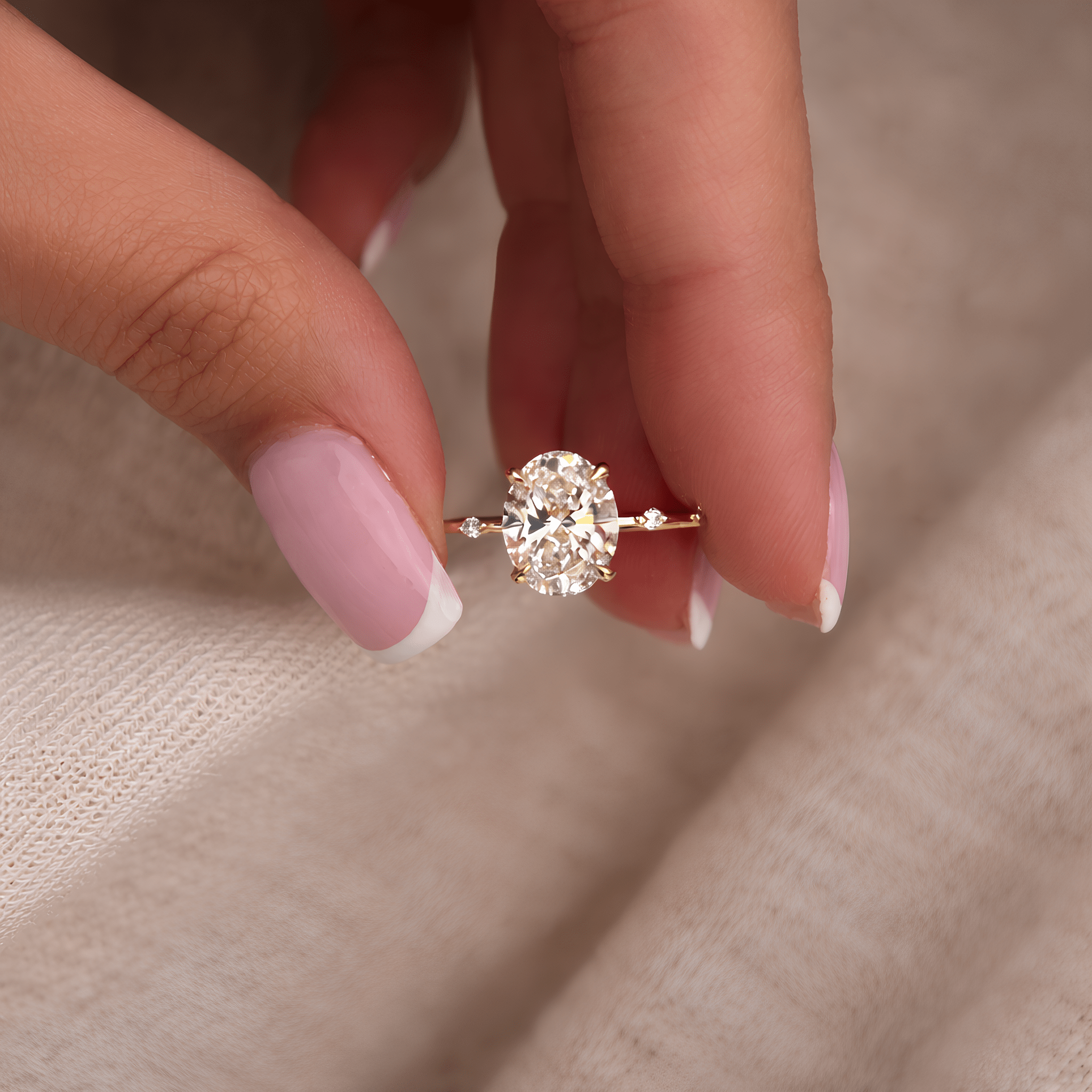 2 Carat Oval Cut Lab Grown Diamond Prong Set Ring for Women in 14K Solid Gold - Mivaan Fine Jewelry