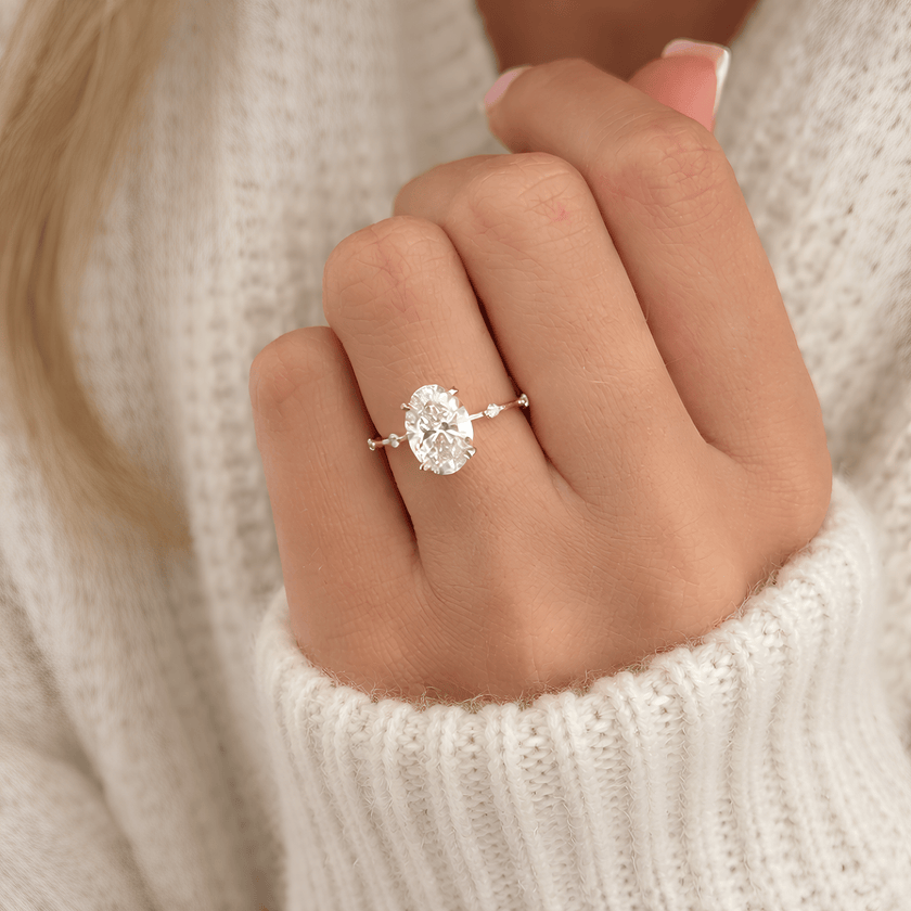 2 Carat Oval Cut Lab Grown Diamond Prong Set Ring for Women in 14K Solid Gold - Mivaan Fine Jewelry
