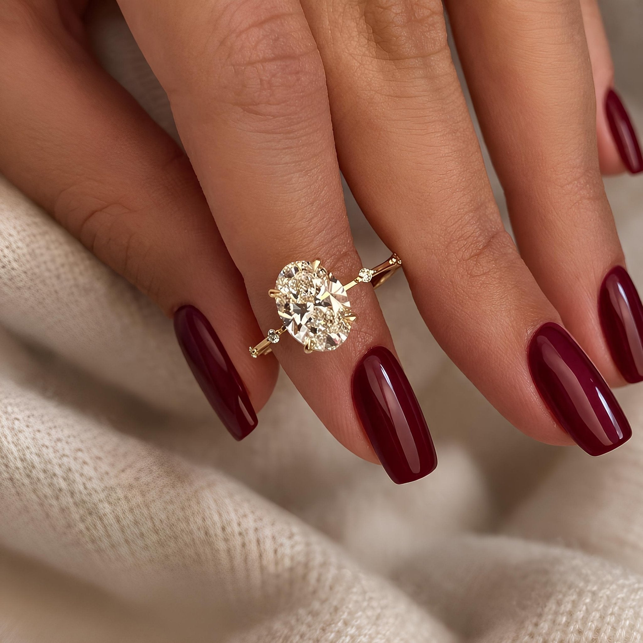 2 Carat Oval Cut Lab Grown Diamond Prong Set Ring for Women in 14K Solid Gold - Mivaan Fine Jewelry