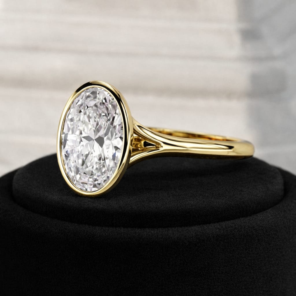 2 Carat Oval Cut Lab Grown Diamond Solitaire Ring in Solid Gold - Mivaan Fine Jewelry