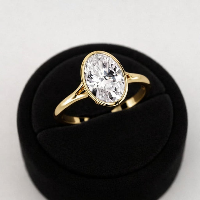 2 Carat Oval Cut Lab Grown Diamond Solitaire Ring in Solid Gold - Mivaan Fine Jewelry
