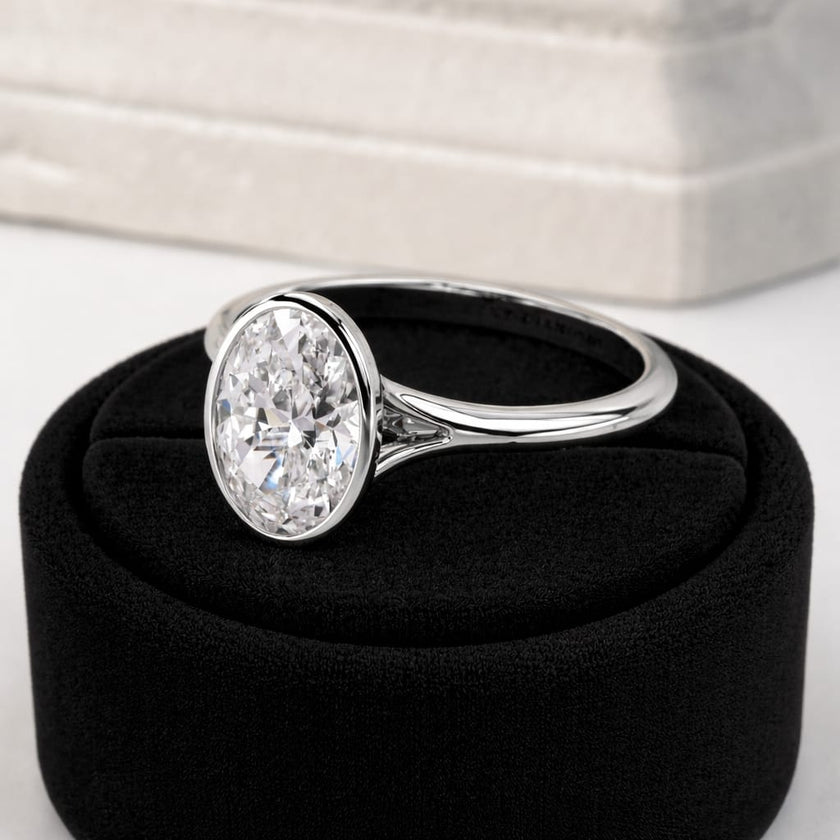 2 Carat Oval Cut Lab Grown Diamond Solitaire Ring in Solid Gold - Mivaan Fine Jewelry