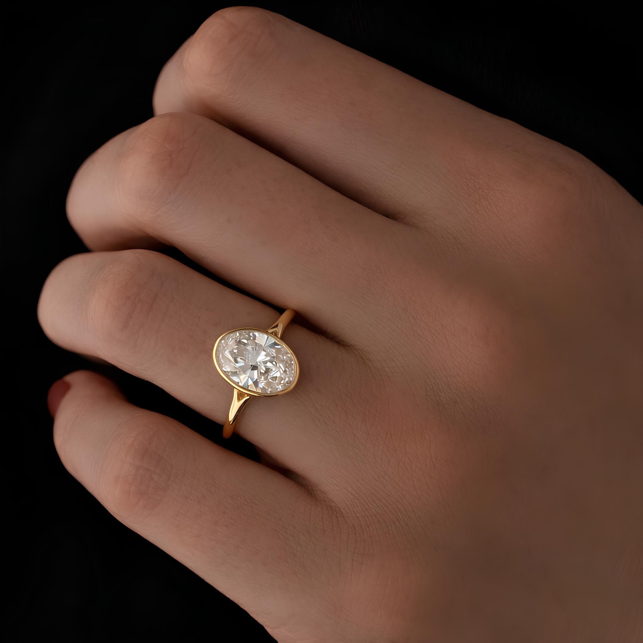 2 Carat Oval Cut Lab Grown Diamond Solitaire Ring in Solid Gold - Mivaan Fine Jewelry