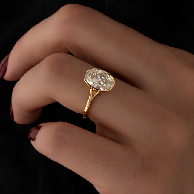 2 Carat Oval Cut Lab Grown Diamond Solitaire Ring in Solid Gold - Mivaan Fine Jewelry