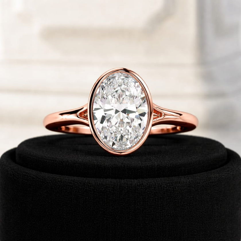 2 Carat Oval Cut Lab Grown Diamond Solitaire Ring in Solid Gold - Mivaan Fine Jewelry