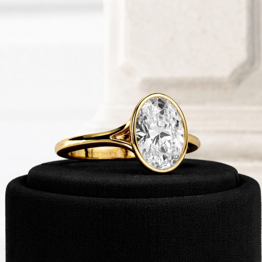 2 Carat Oval Cut Lab Grown Diamond Solitaire Ring in Solid Gold - Mivaan Fine Jewelry