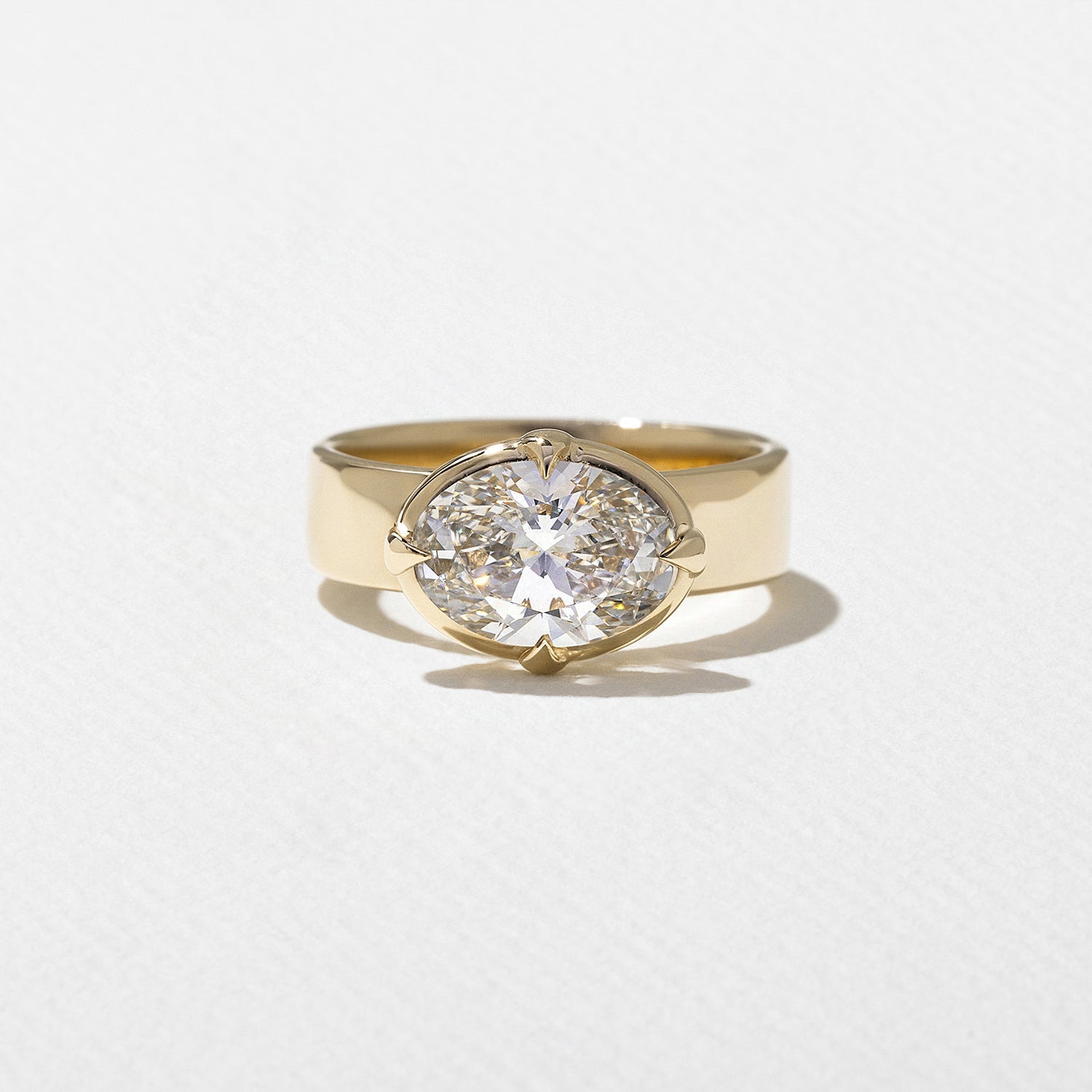 2 Carat Oval Cut Lab Grown Diamond Wide Band Bezel Ring - Mivaan Fine Jewelry