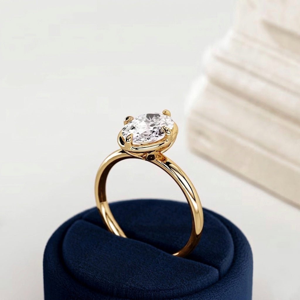 2 Carat Oval Cut Prong Set Lab Grown Diamond Ring for Women - Mivaan Fine Jewelry