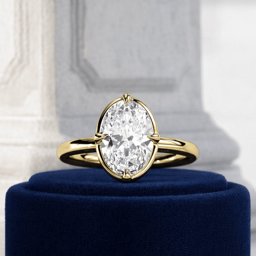 2 Carat Oval Cut Prong Set Lab Grown Diamond Ring for Women - Mivaan Fine Jewelry