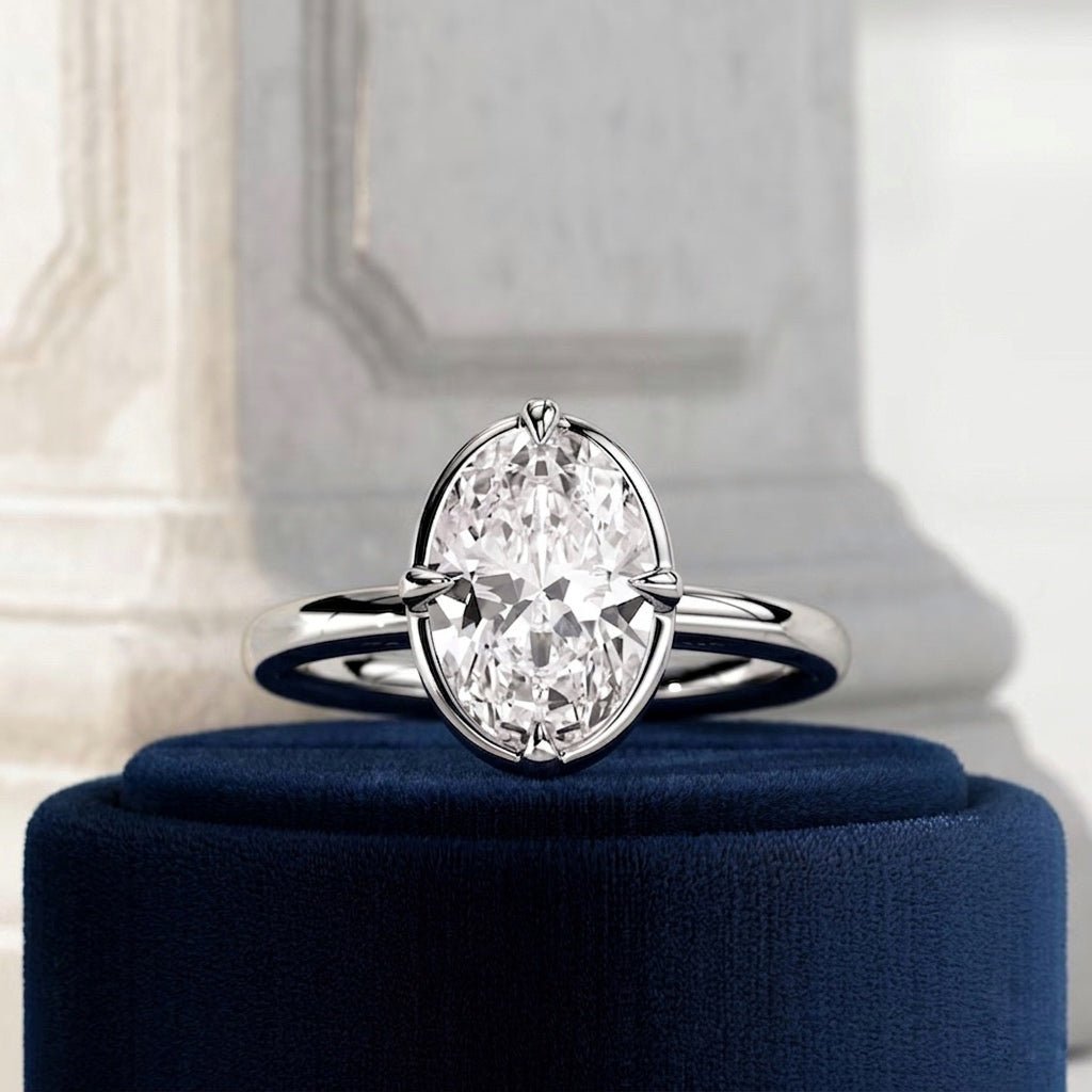 2 Carat Oval Cut Prong Set Lab Grown Diamond Ring for Women - Mivaan Fine Jewelry
