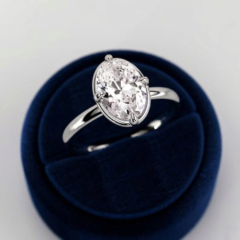 2 Carat Oval Cut Prong Set Lab Grown Diamond Ring for Women - Mivaan Fine Jewelry