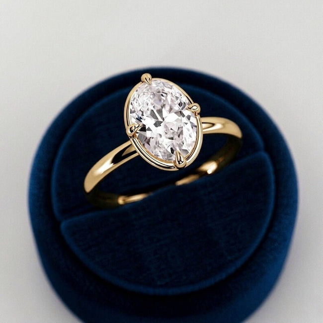 2 Carat Oval Cut Prong Set Lab Grown Diamond Ring for Women - Mivaan Fine Jewelry