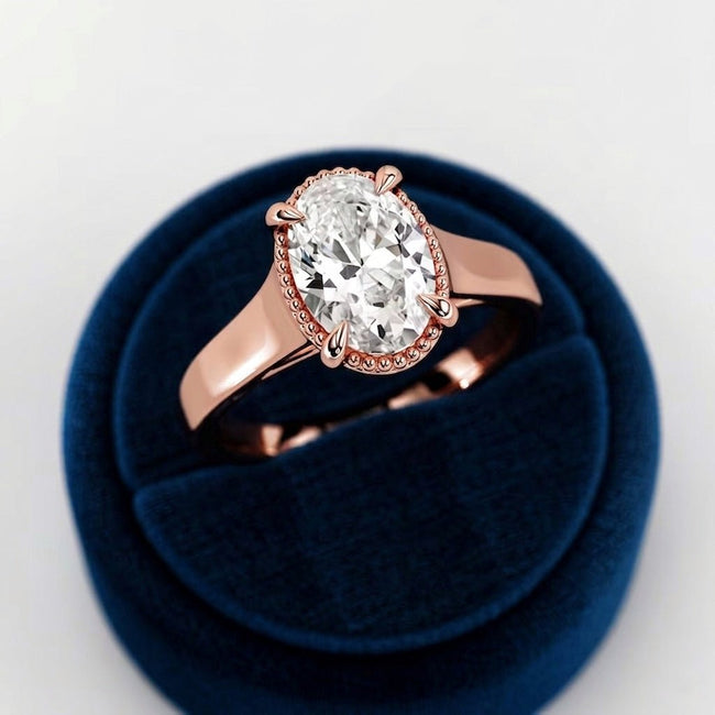2 Carat Oval Lab Grown Diamond Tulip Engagement Ring - Mivaan Fine Jewelry
