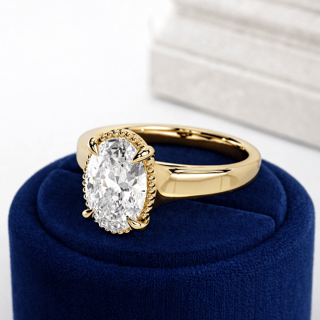 2 Carat Oval Lab Grown Diamond Tulip Engagement Ring - Mivaan Fine Jewelry