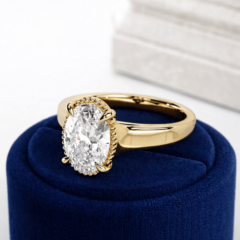 2 Carat Oval Lab Grown Diamond Tulip Engagement Ring - Mivaan Fine Jewelry