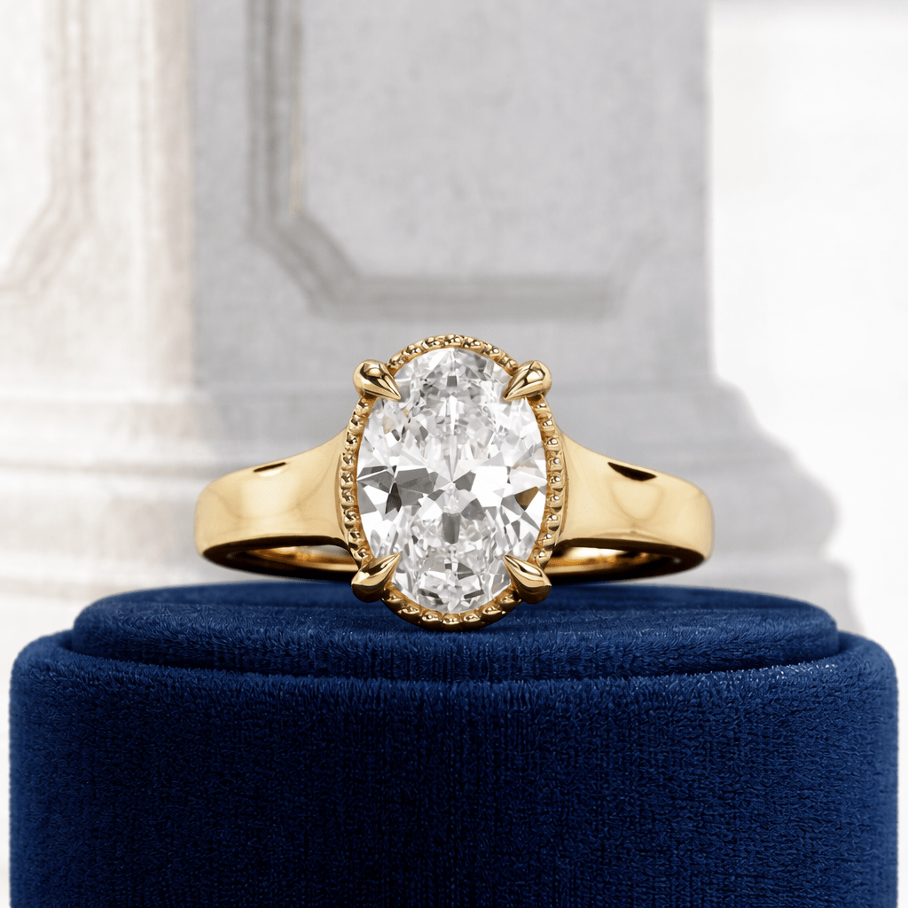 2 Carat Oval Lab Grown Diamond Tulip Engagement Ring - Mivaan Fine Jewelry