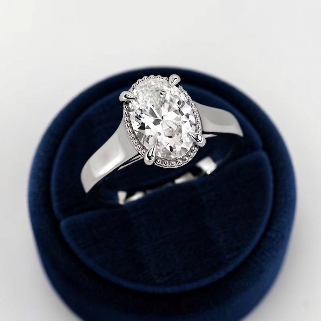 2 Carat Oval Lab Grown Diamond Tulip Engagement Ring - Mivaan Fine Jewelry