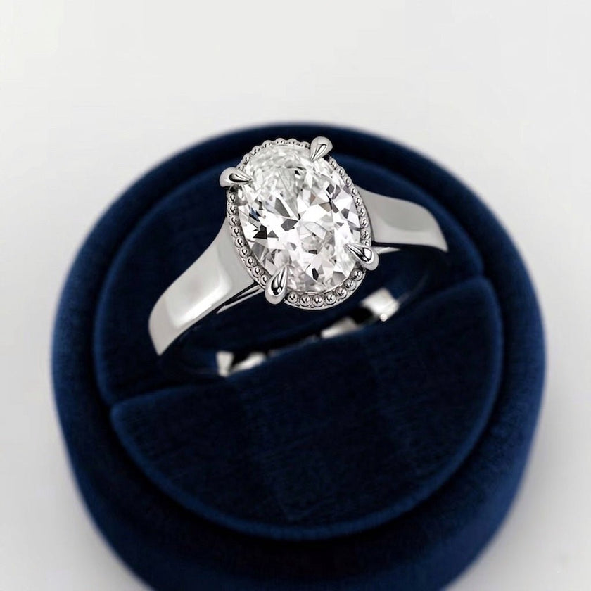 2 Carat Oval Lab Grown Diamond Tulip Engagement Ring - Mivaan Fine Jewelry
