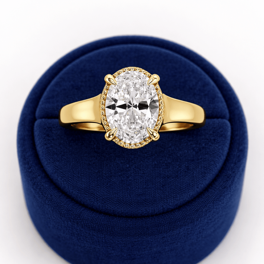 2 Carat Oval Lab Grown Diamond Tulip Engagement Ring - Mivaan Fine Jewelry