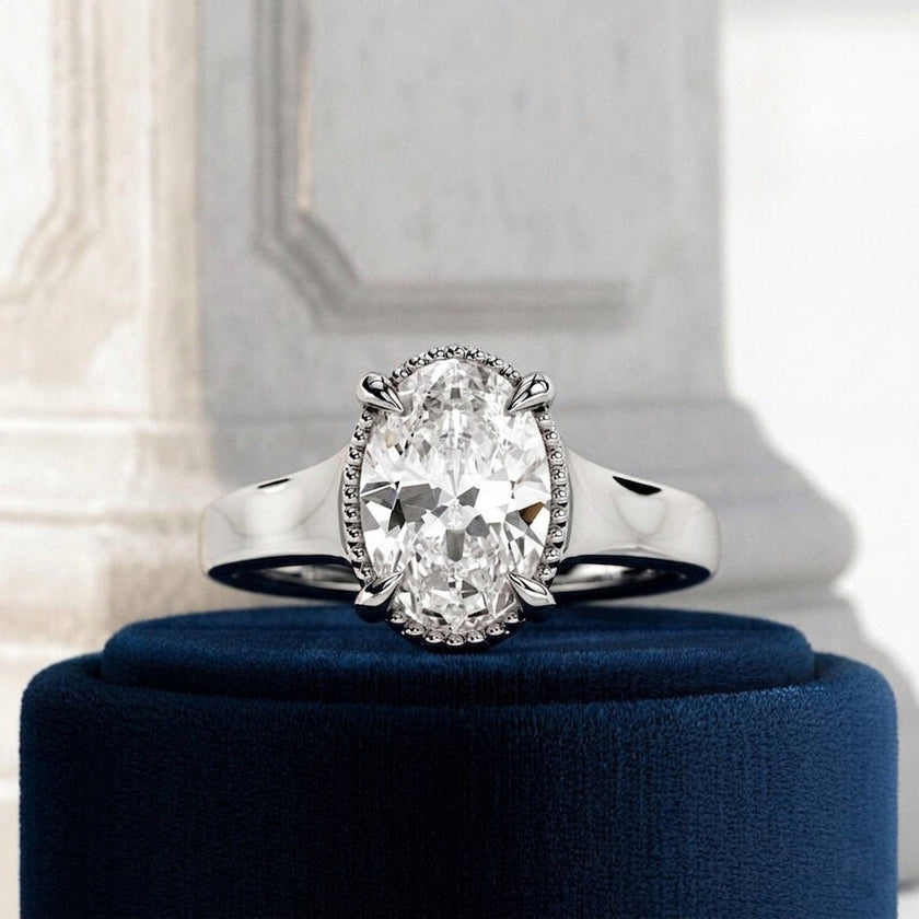 2 Carat Oval Lab Grown Diamond Tulip Engagement Ring - Mivaan Fine Jewelry