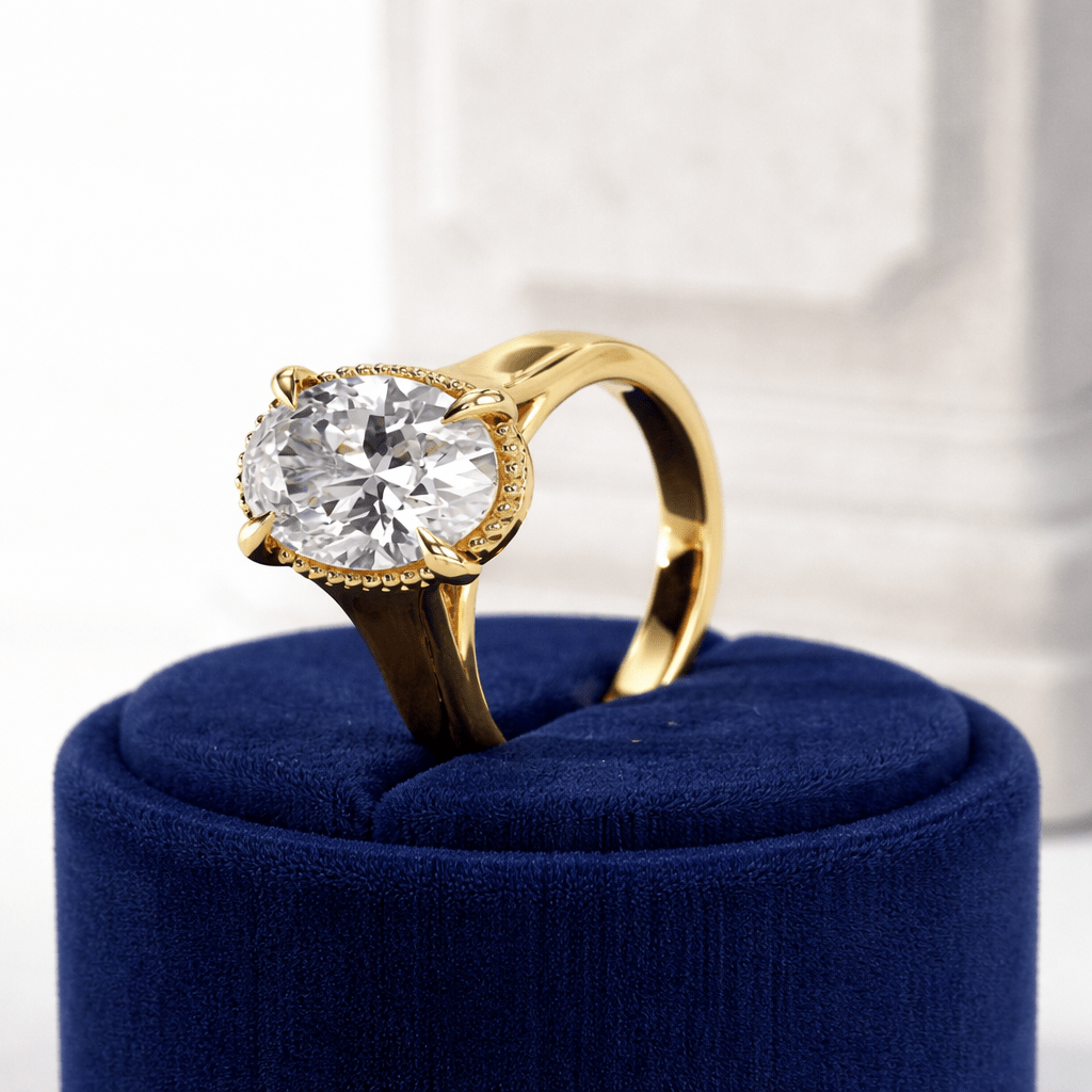 2 Carat Oval Lab Grown Diamond Tulip Engagement Ring - Mivaan Fine Jewelry